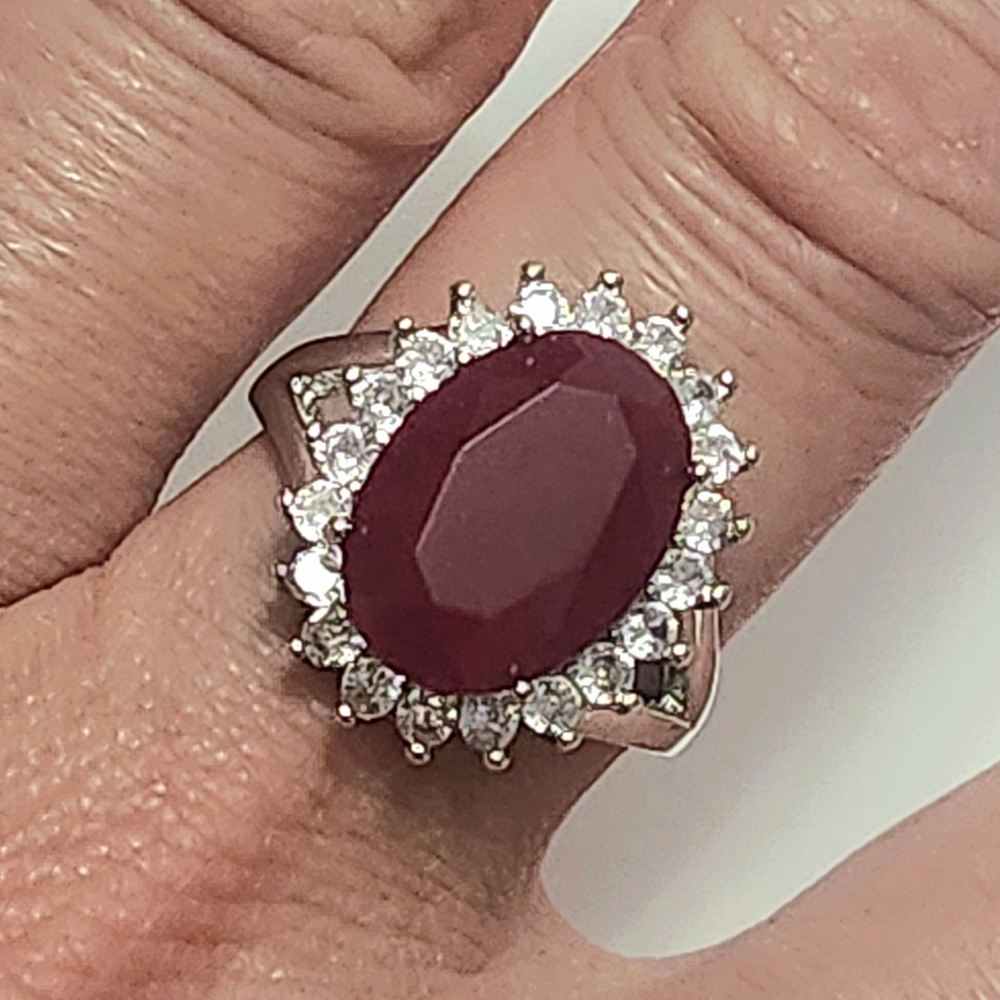 5.00ct RUBY Solitaire Sterling Silver Ring size 7.5 NEW